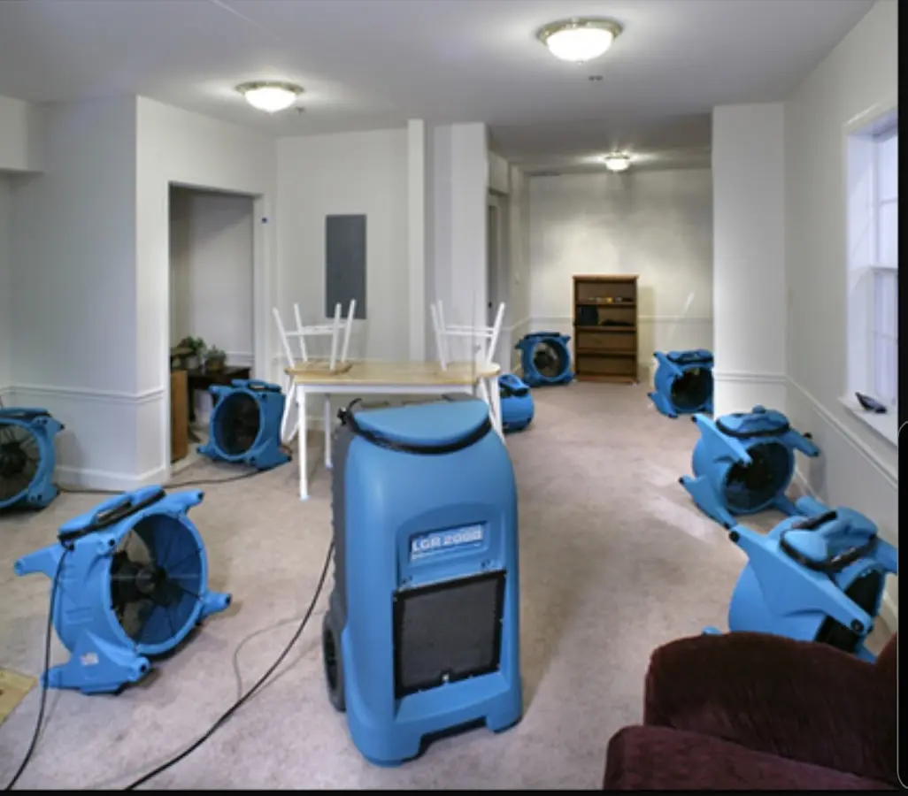 Air movers and dehumidifier setup for Water Extraction & Removal in Crown Point